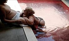 tempting family poolside fun with sultry curves and splashes