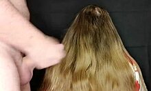 stepmom didn't mind when i blasted cum all over her long silky hair up close
