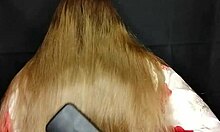 stepmom didn't mind when i blasted cum all over her long silky hair up close