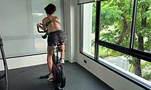 gym girl strips naked after sweaty workout bares all outdoors!