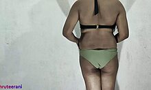 indian shemale crossdresses in olive bikini for hot solo tease 🔥🍑