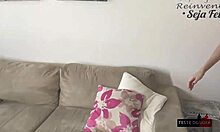 brazilian carnival sofa test interview turns into wet pussy foreplay