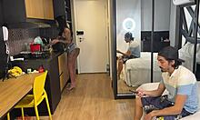 neighbor fucks my huge dripping pussy and tight asshole brazilian style