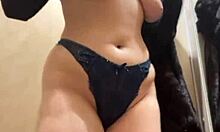 she fingers shaved pussy wildly in public with vibrator close-up control