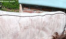 Naughty milf neighbor Candi Annie toys wet pussy in outdoor mmmf group vibrator frenzy