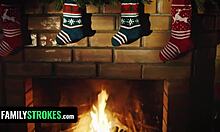 stepsiblings avery moon and jay myers crash christmas with busty stepaunt casca akashova for milf threesome ride