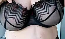Gilf Teases Huge Tits In Black Lingerie For Jerk Instructions