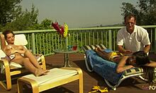 Thai lesbian's small tits heat up during friend's sensual outdoor massage