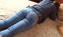 i can't resist stepmom's amazing ass cumshot with jeans on from two angles