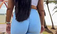 morning walk in tight leggings for fans of clingy gym clothes check my vip for more sensual videos and pics