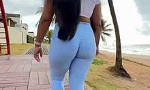 morning walk in tight leggings for fans of clingy gym clothes check my vip for more sensual videos and pics