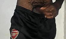 Kenyan amateur strokes massive black monster cock handjob on camera