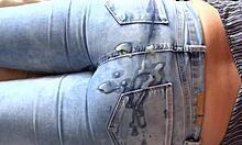 i can't resist stepmom's amazing ass cumshot with jeans on from two angles