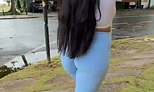morning walk in tight leggings for fans of clingy gym clothes check my vip for more sensual videos and pics