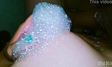 girl with petite 18+ tits feels so good touching herself in the bath