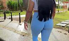 morning walk in tight leggings for fans of clingy gym clothes check my vip for more sensual videos and pics