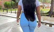 morning walk in tight leggings for fans of clingy gym clothes check my vip for more sensual videos and pics