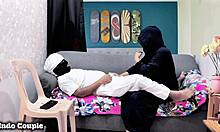 Indo Muslim Arabic Teacher's Fast Creampie Lessons with Student in Garage