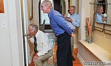 old pervert sneaks into shower and fucks blonde teen's tight pussy to earn her keep