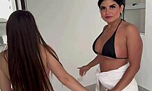 i invite my hot petite latina lesbian neighbors over after pool time for some spicy apartment fun