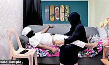 Indo Muslim Arabic Teacher's Fast Creampie Lessons with Student in Garage