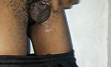 Kenyan amateur strokes massive black monster cock handjob on camera