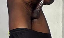 Kenyan amateur strokes massive black monster cock handjob on camera