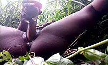 exploited african ebony teen tourist bends for raw pussy fuck in forest