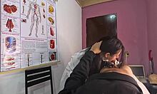 Erection pops up hard in front of hot nurse during hospital checkup leading to blowjob and pussy bang