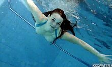 Hungarian teen petra swims pool underwater tight shaved pussy