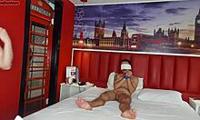 she blindfolds hubby then sneaks in her hot blonde friend for steamy threesome fun