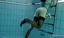 Hungarian teen petra swims pool underwater tight shaved pussy