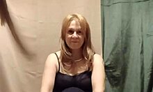 french milf slave masturbates bent over in stockings flashing tits outdoors