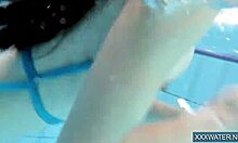 Hungarian teen petra swims pool underwater tight shaved pussy