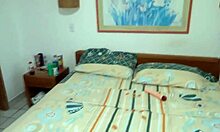 Latina stepmom crams huge dildos deep while I push them in her pussy