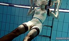 Hungarian teen petra swims pool underwater tight shaved pussy