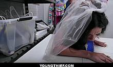 tiny latina bride in wedding dress fucks guard to skip jail!