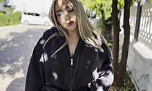 muestro tetas y pussy en la calle en primera cita y termino con creampie en la via publica