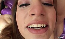 Slim Small Tits Teen Pick Up for Blowbang Deepthroat Bukkake