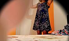 mexican stepsister's perfect body upskirt in miniskirt gets voyeur lingerie tease