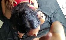 slutty latina housewife milf takes two monster cocks in homemade threesome as cuckold husband slaves away