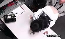 broke milf doctor milks officer cock in stolen latex gloves