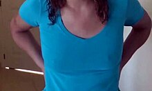 stepsons buddy jerks off to my big tits beggin to suck em while i tease till he cums buckets