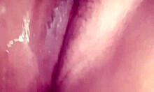 he jerks his small foreskin cock while his young girlfriend squirts hard rubbing her tasty wet pussy and tits - part 19