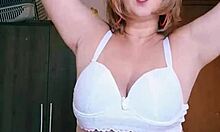 check out this big tits milf blonde in lingerie showing huge natural pussy lips and ass 👅💦