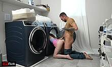 Stepdad Spots Stuck Stepdaughter And Slides Into Her Dripping Tight Cunt From Behind