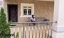 damn gardener's massive african cock has her squirting in the garden??