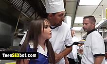 imagine that cute teen waitress getting pounded by the whole staff on camera