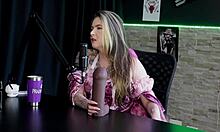 Loira Safada Sucks Two Cocks Naked Showing Tits Pussy In Sheer Red