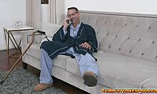 dirty rich old man devours zoe sparx's teen pussy from behind doggystyle